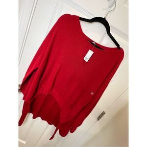 Soho New York & Co red sweater high low Large NWT